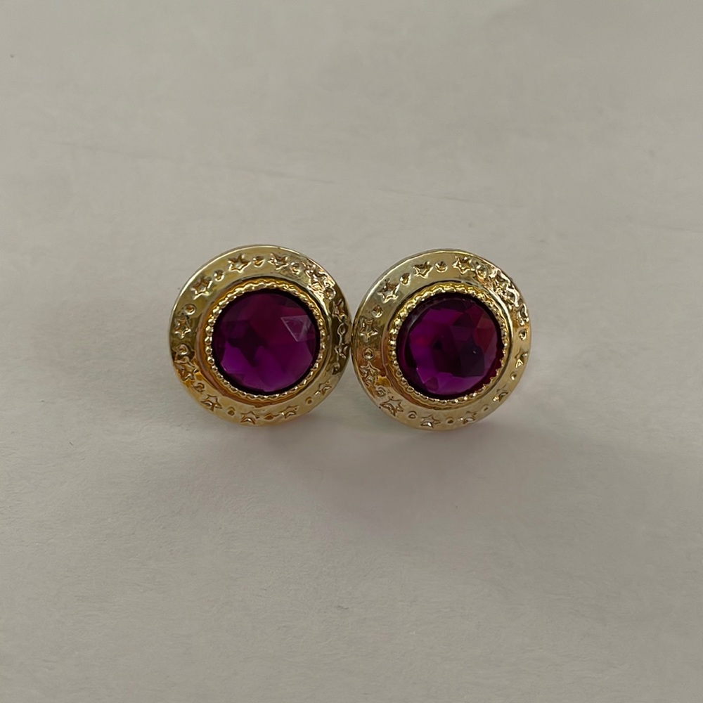 Gold tone with stone like lavender/ purple